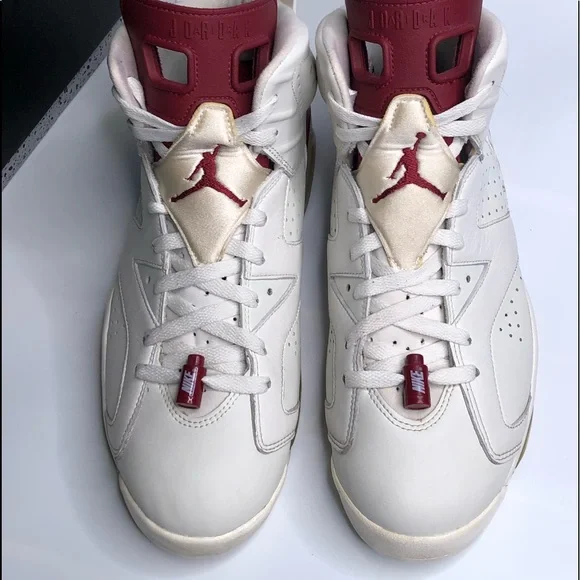 Air Jordan 6 Retro Off White & Maroon Mens Size 11 Basketball Shoes 2015 - Picture 2 of 7